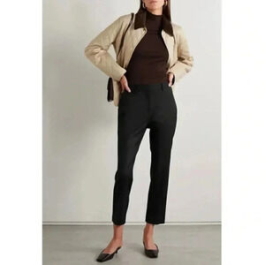 Nili Lotan Virgin Wool Pleated Ankle Black Tapered Trouser Dress Pants Size 8